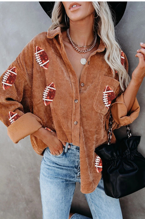 Kickoff & Corduroy Football Shacket