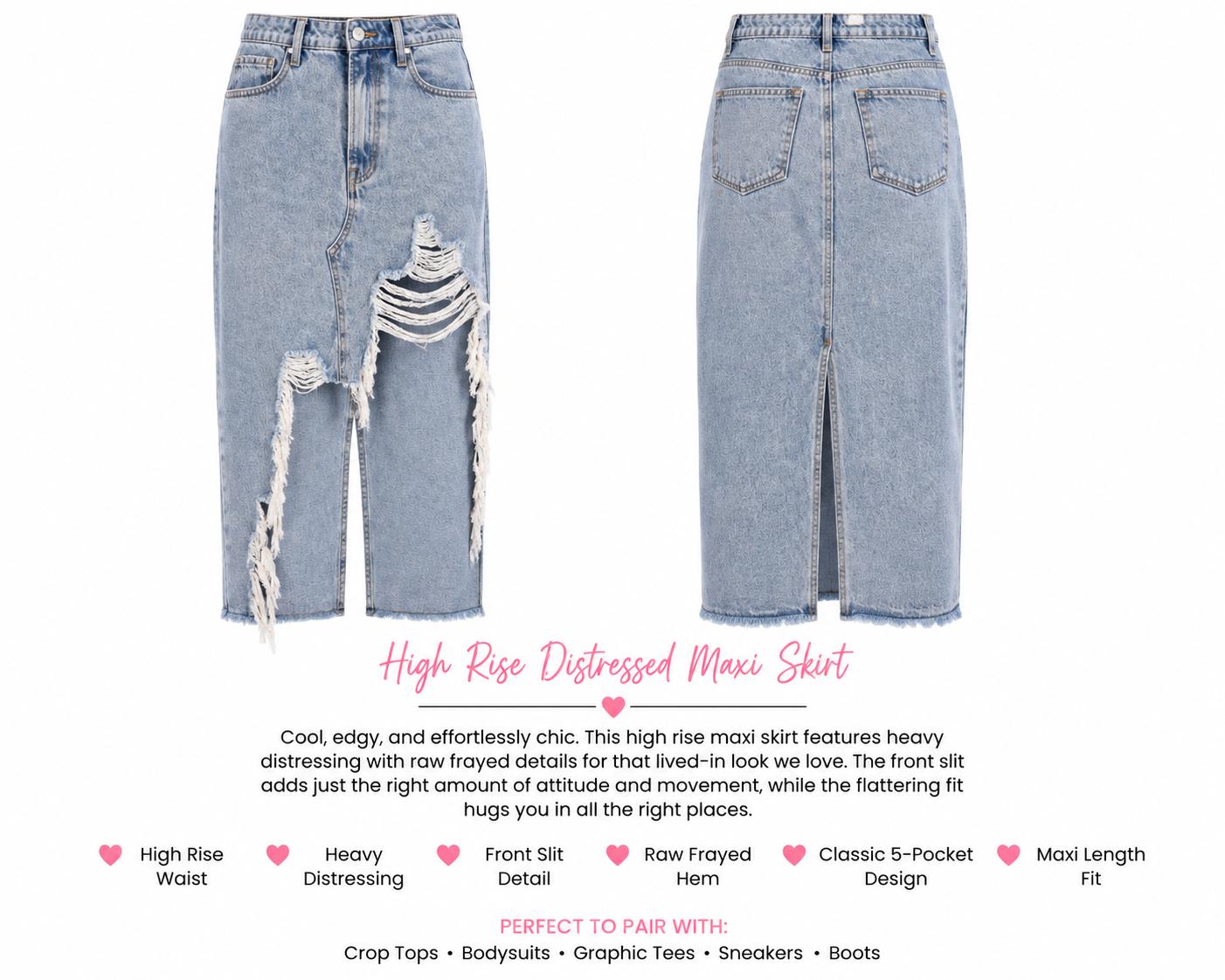 Ripped & Rowdy Denim Max skirt