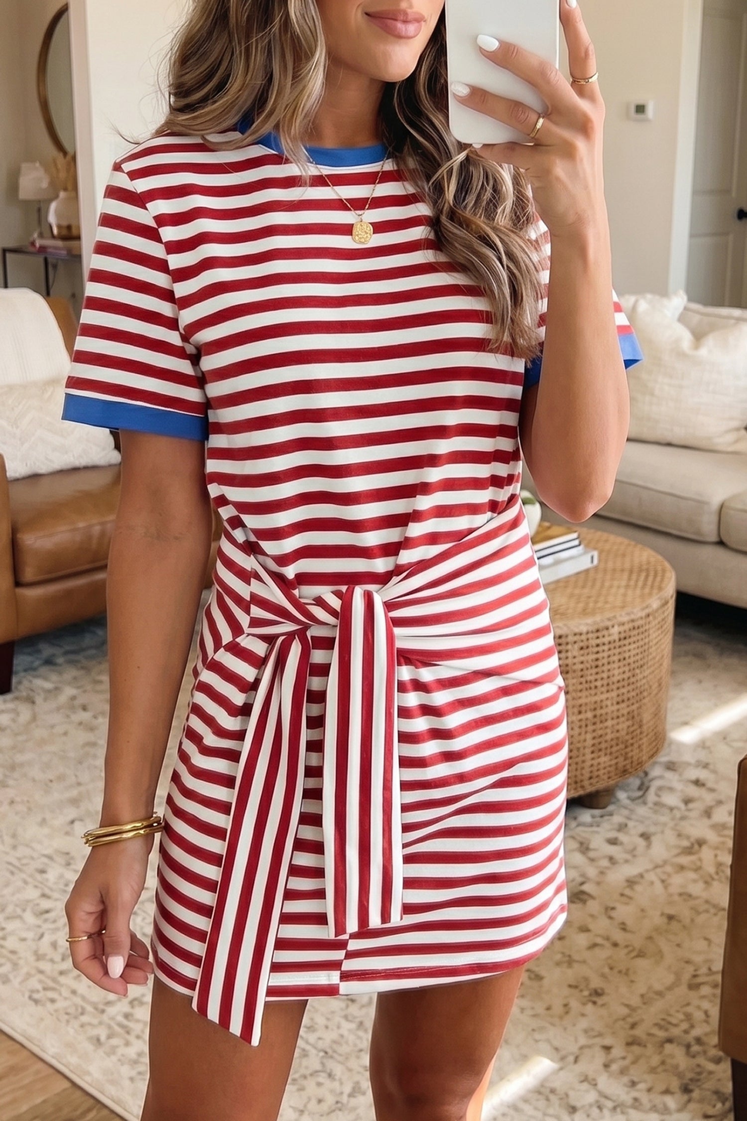 Red, White & Beautiful Mini Dress
