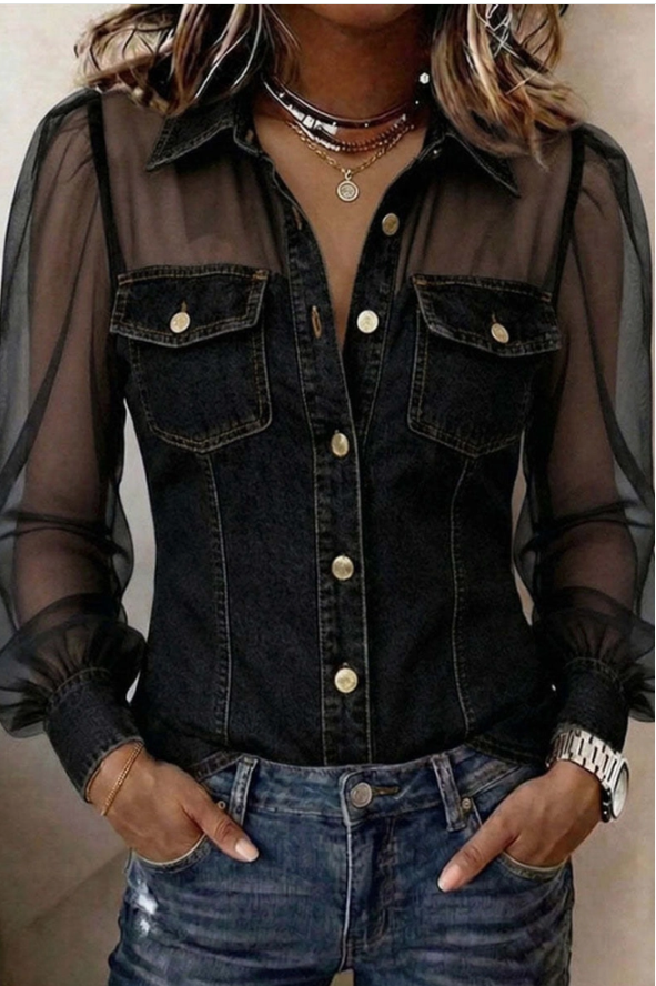 Sheerly Stunning Denim Top